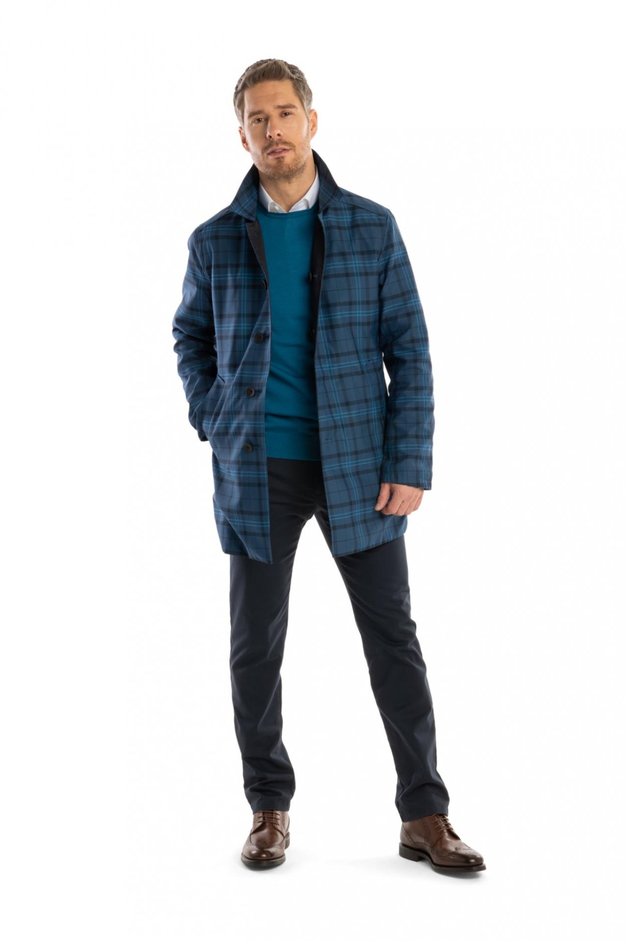 Modrý oboustranný voděodolný kabát Gloucest