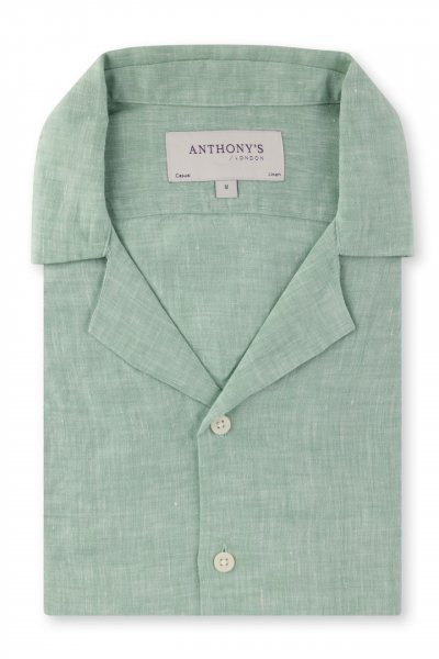 Zelená lněná košile s krátkým rukávvem