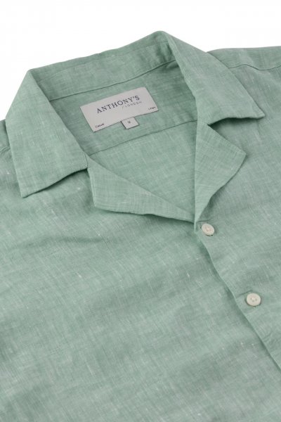 Zelená lněná košile s krátkým rukávvem