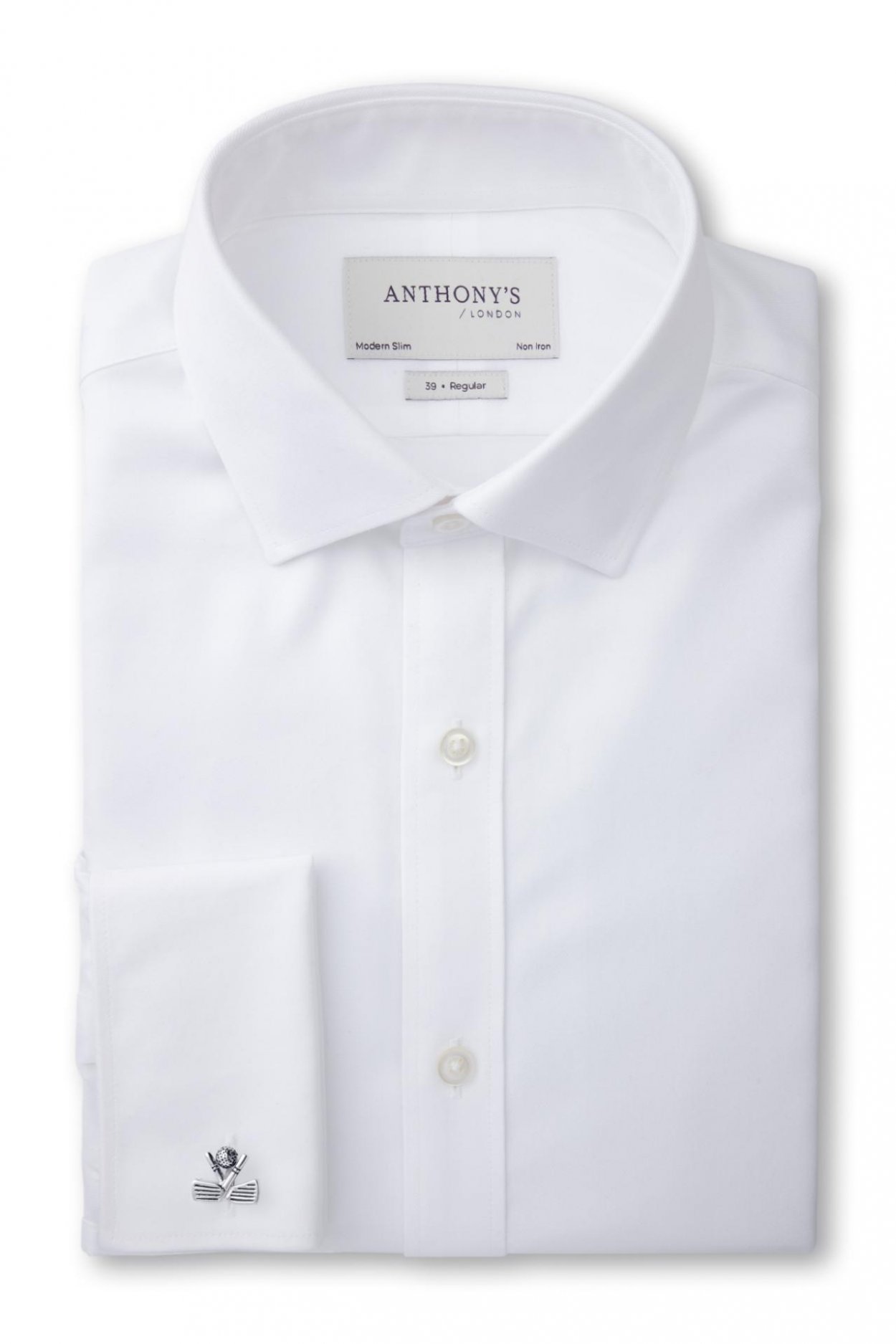 Pánská bílá non-iron košile na manžetové knoflíčky