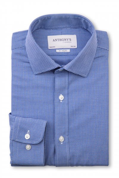 Modrá non-iron košile s jemným vzorem