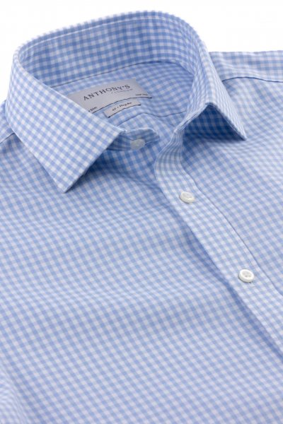 Modrobílá non-iron kostkovaná košile