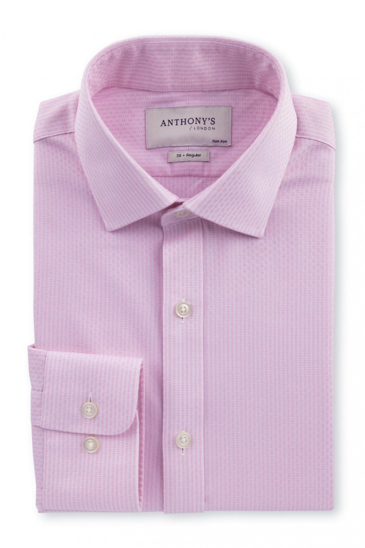 Pánská růžová non-iron košile s jemným vzorem
