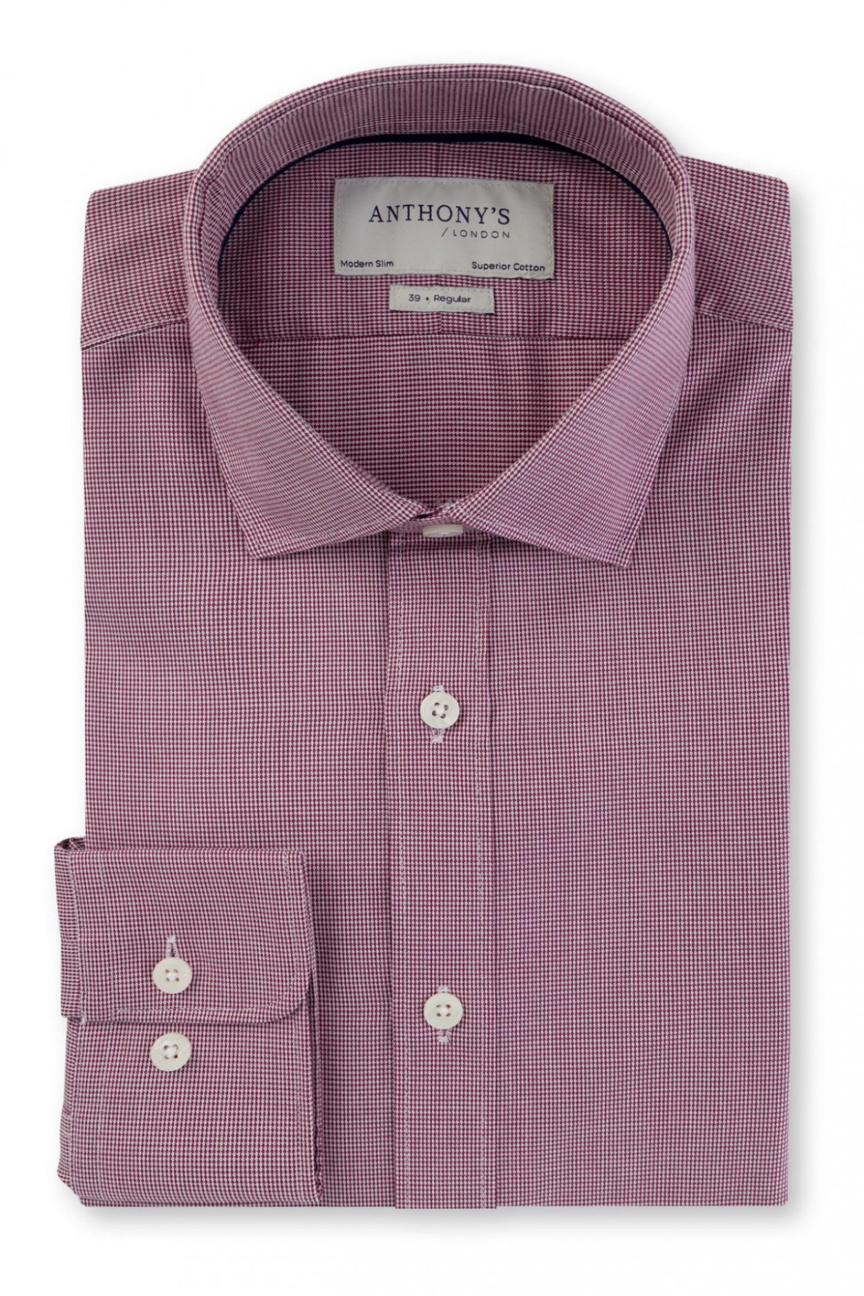 Košile Modern Slim SC Dogtooth Burgundy Shirt