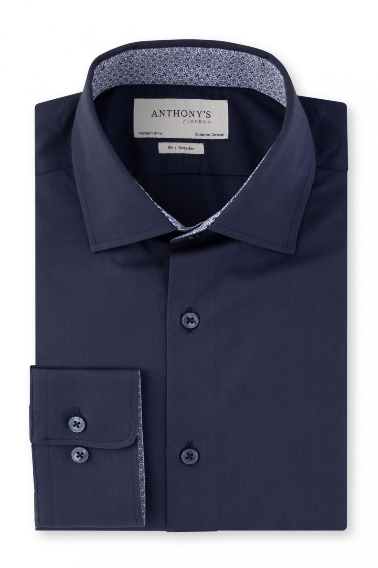 Košile Extra Slim SC Plain Navy Twill with Print Trim