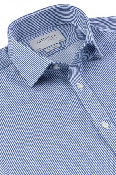 Modrá non-iron košile s proužkem
