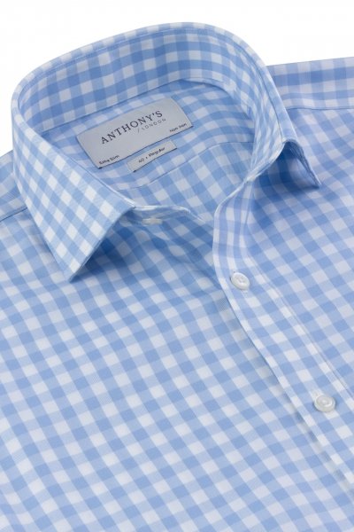 Modrobílá non-iron kostkovaná košile