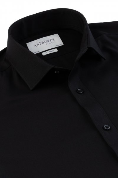 Černá non-iron košile na manžetové knoflíčky