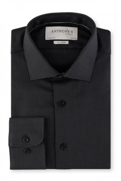 Černošedá non-iron košile s jemným vzorem