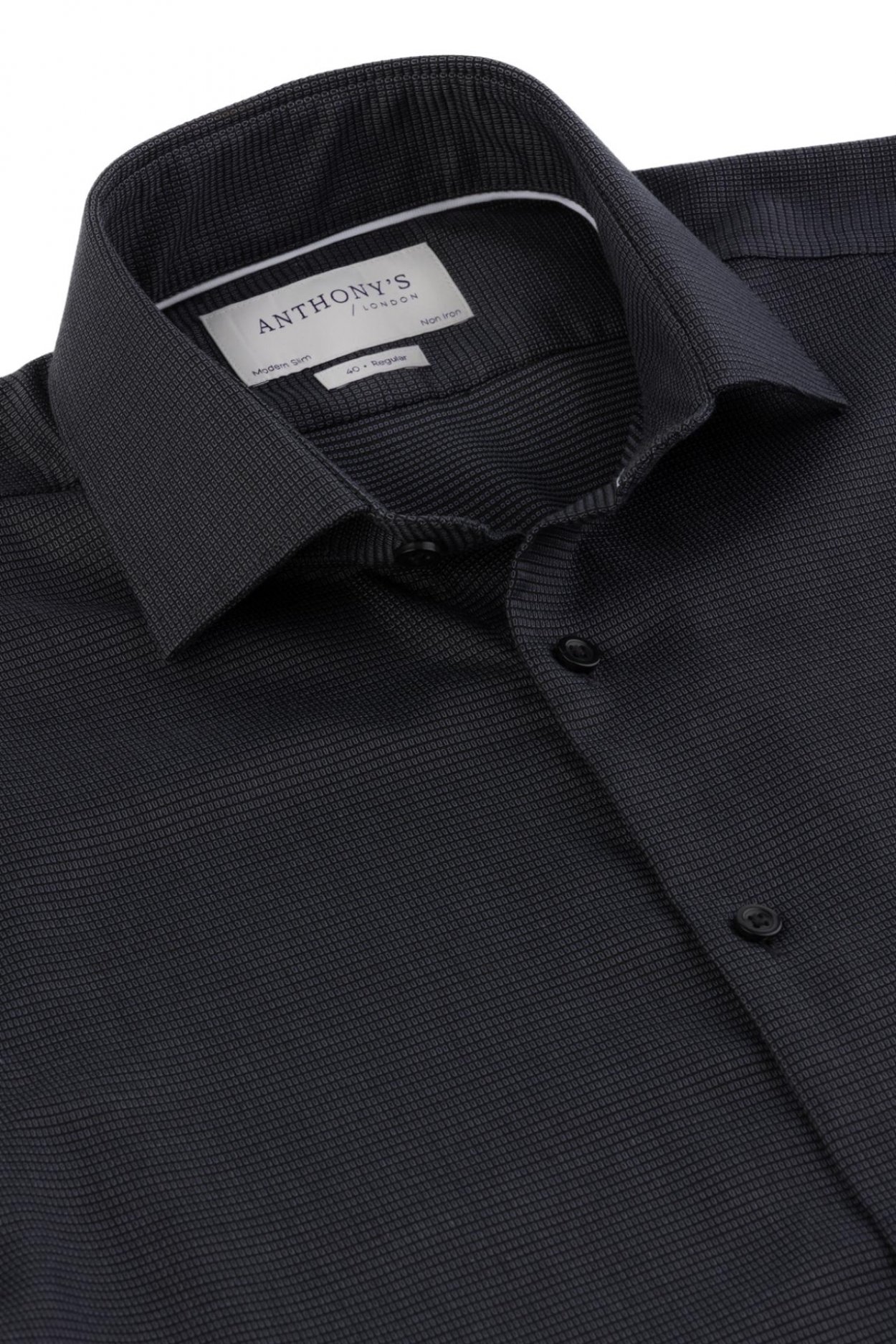 Pánská černošedá non-iron košile s jemným vzorem
