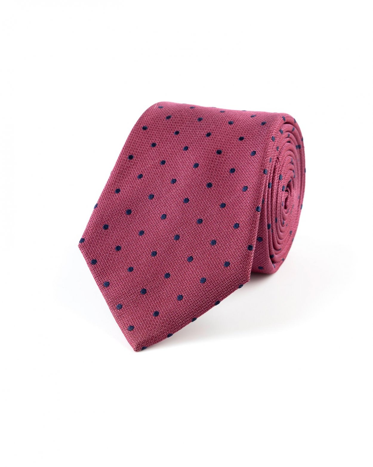 Růžová hedvábná kravata s puntíkem