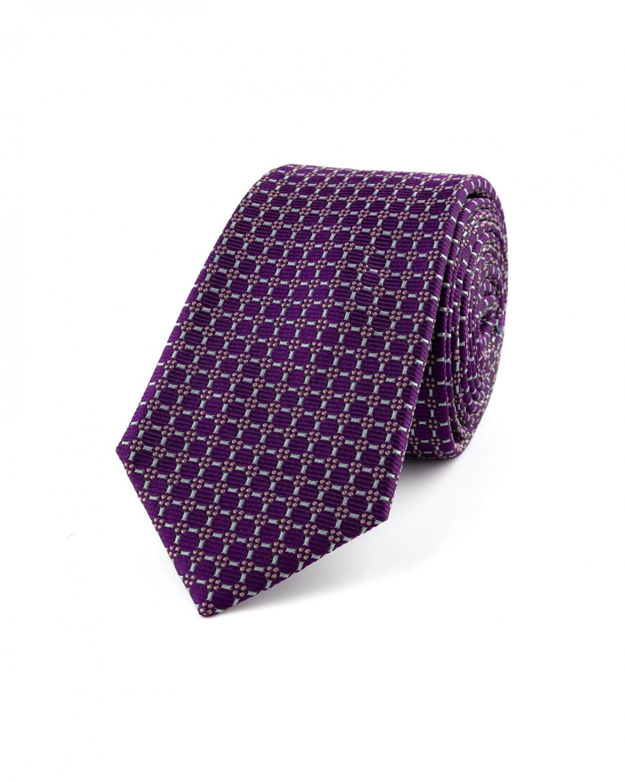 Fialová hedvábná kravata s jemným vzorem