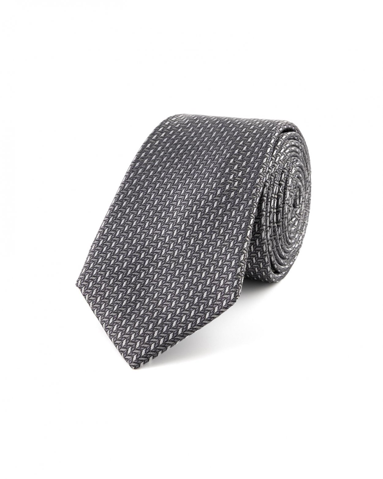 Šedá hedvábná kravata s jemným vzorem