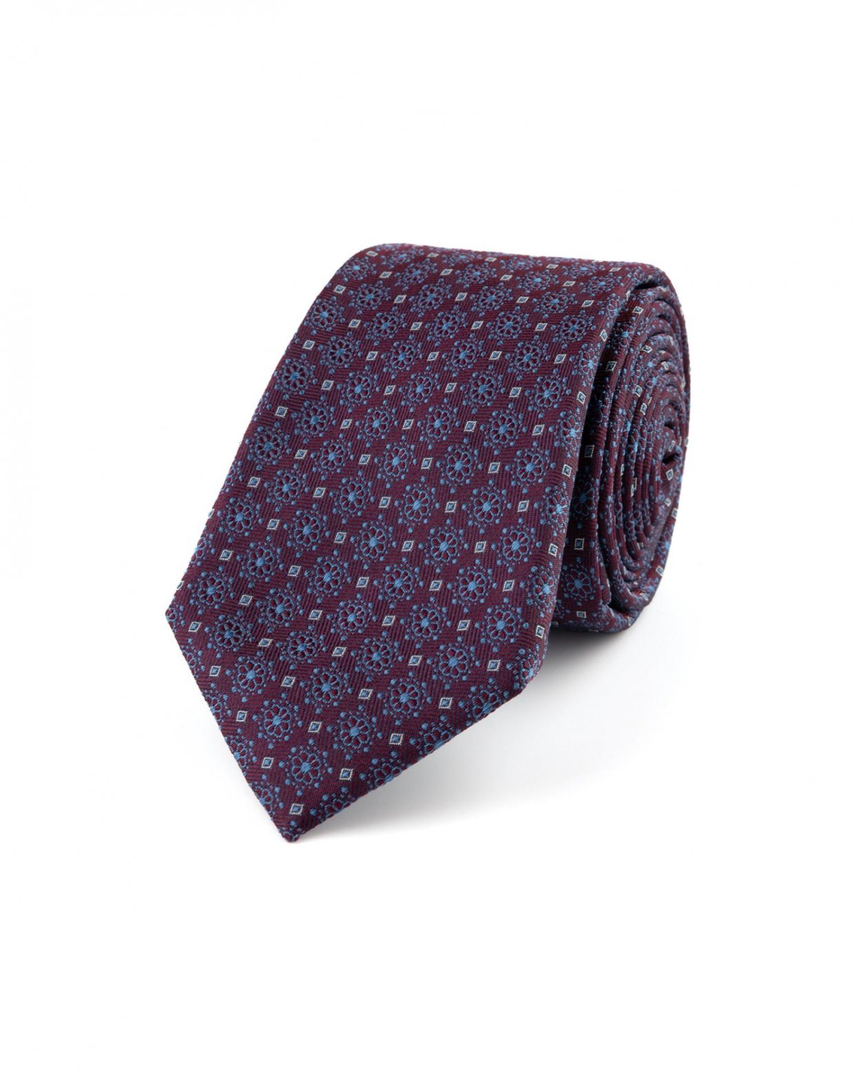 Vínová hedvábná kravata s jemným vzorem