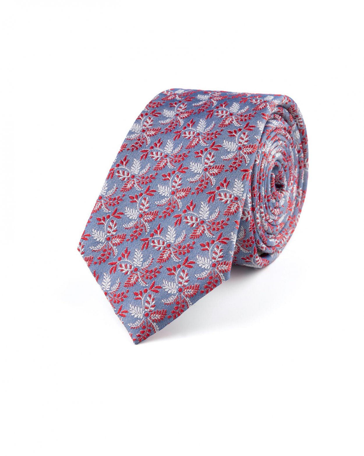Modro červená hedvábná kravata se vzorem