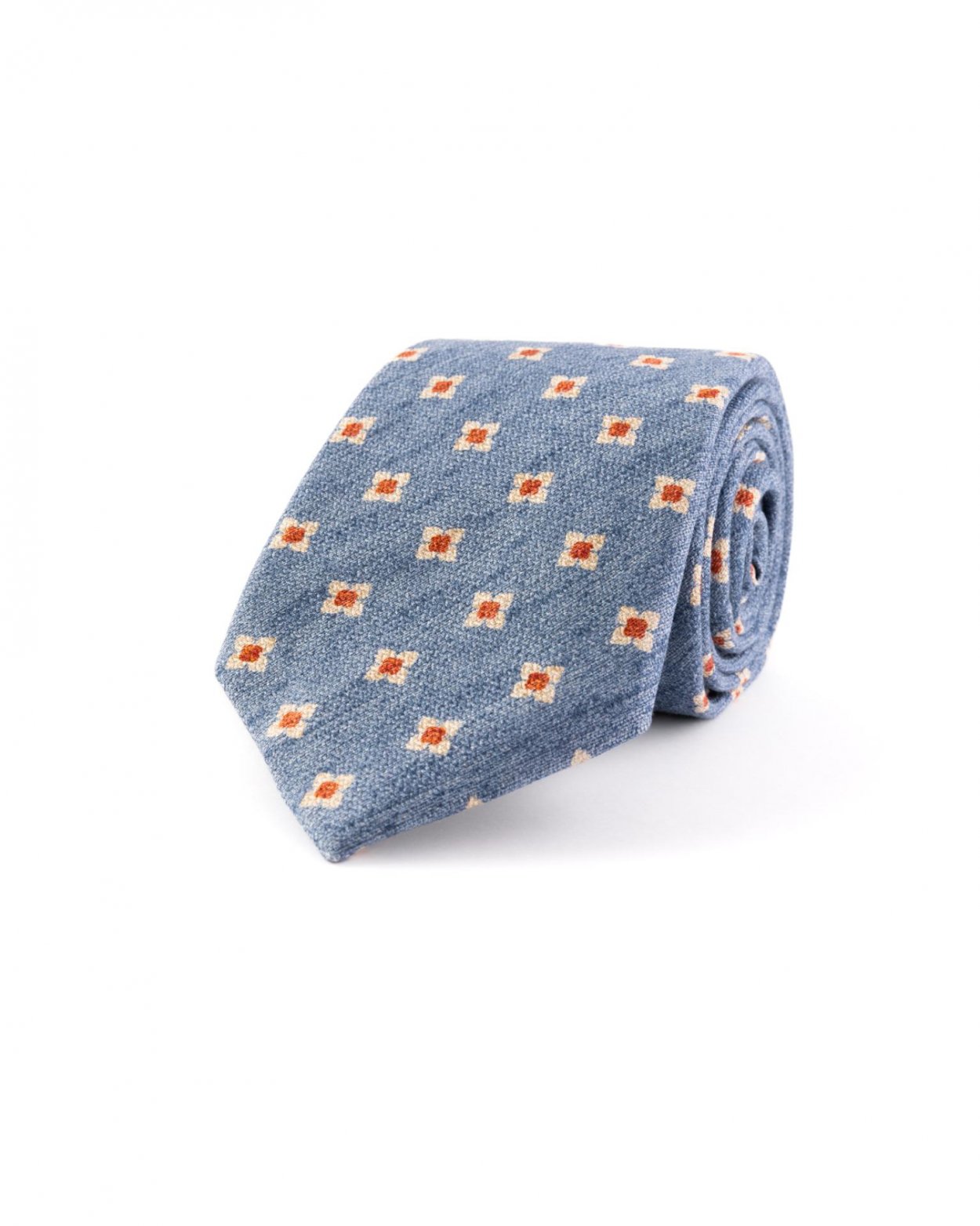 Světle modrá hedvábná kravata se vzorem