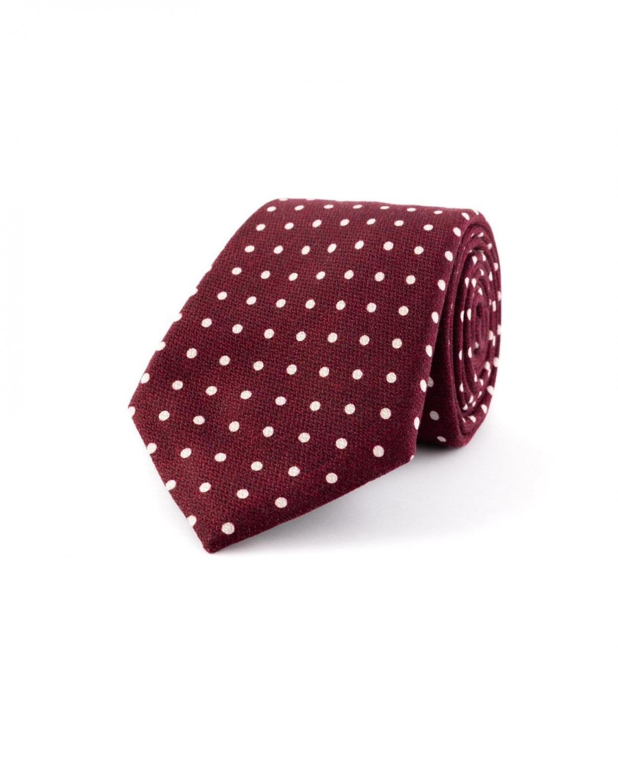 Vínová hedvábná kravata s puntíkem