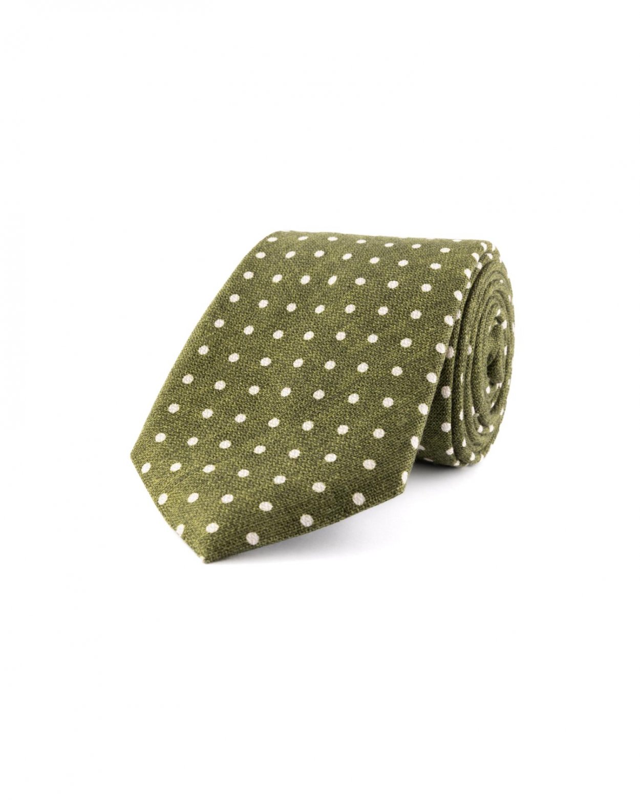 Zelená hedvábná kravata s puntíkem