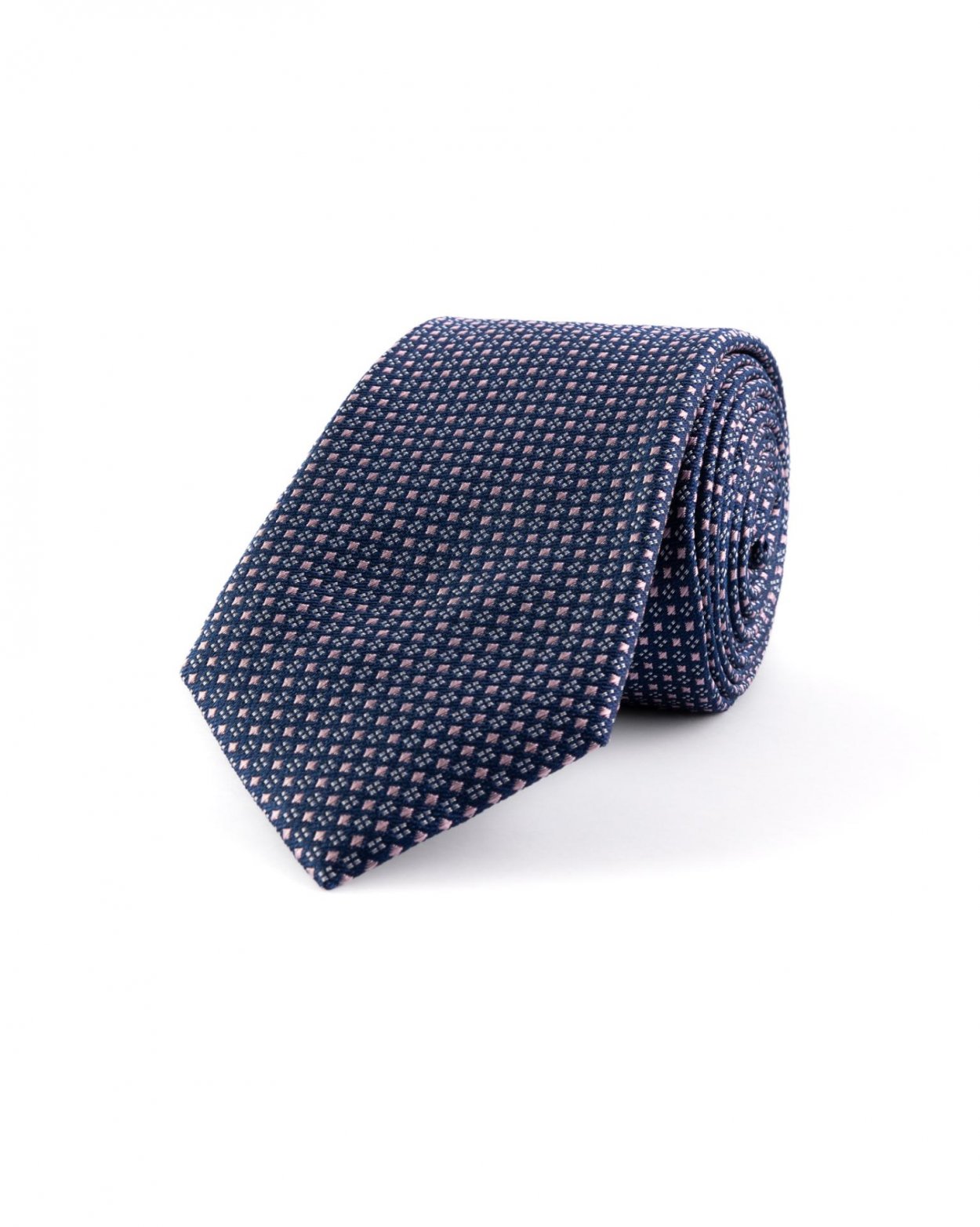 Tmavě modrá hedvábná kravata s jemným vzorem