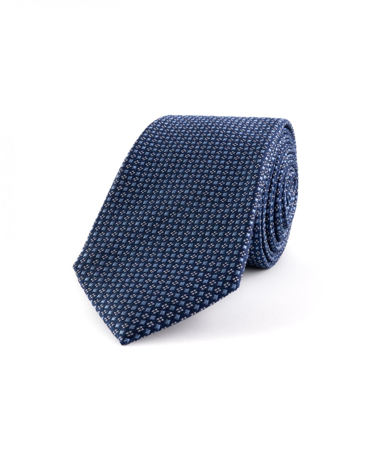 Modrá hedvábná kravata s jemným vzorem