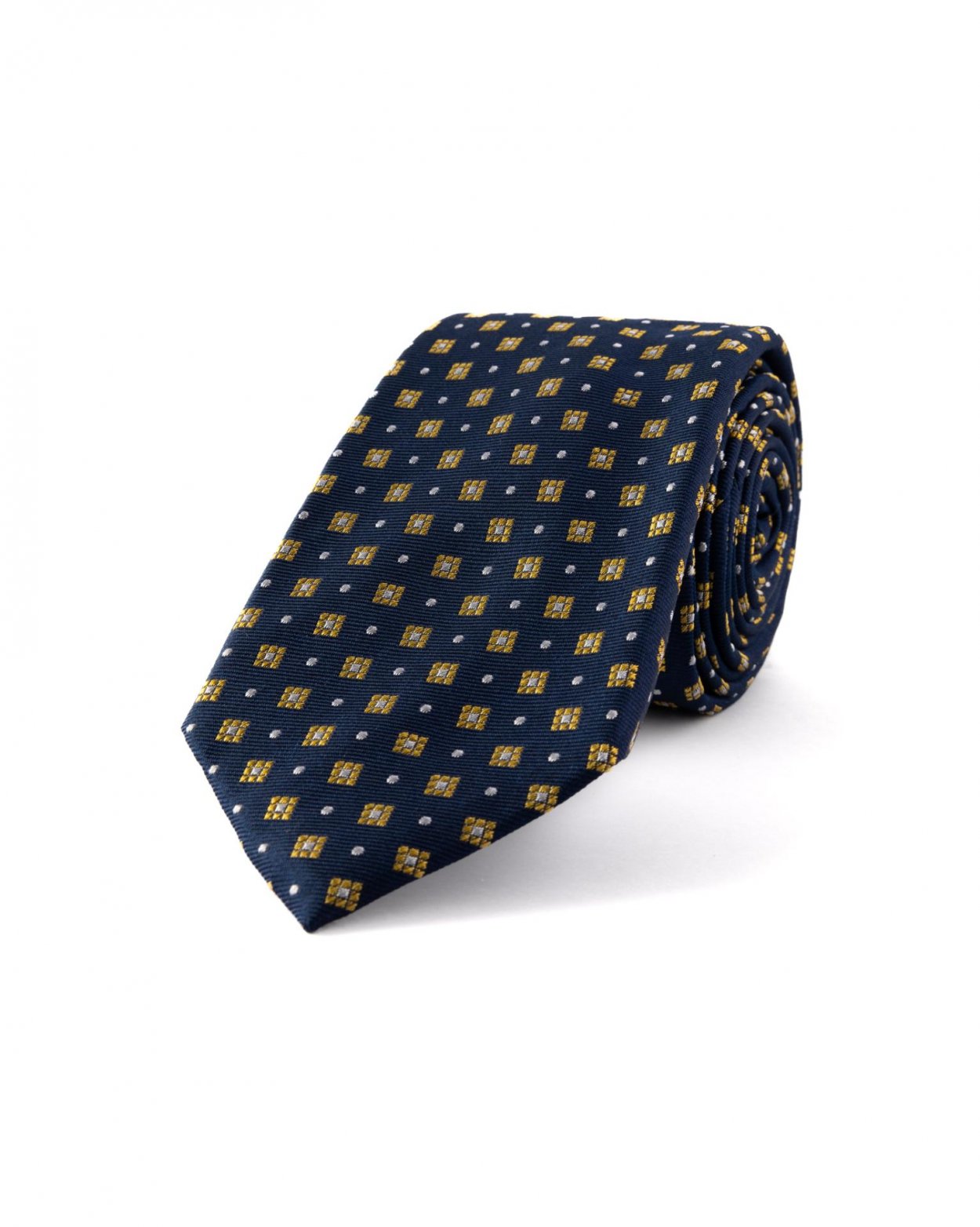 Tmavě modrá hedvábná kravata se vzorem