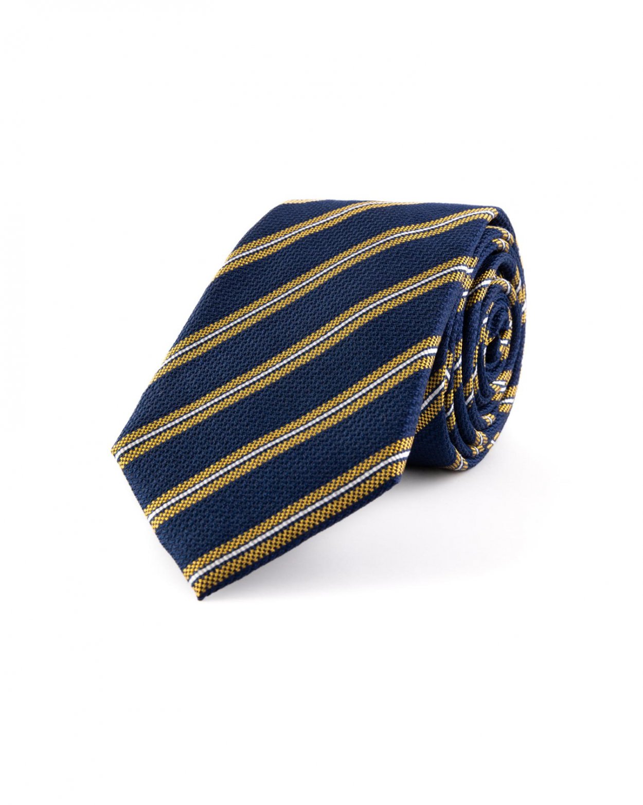 Tmavě modrá hedvábná kravata s proužkem
