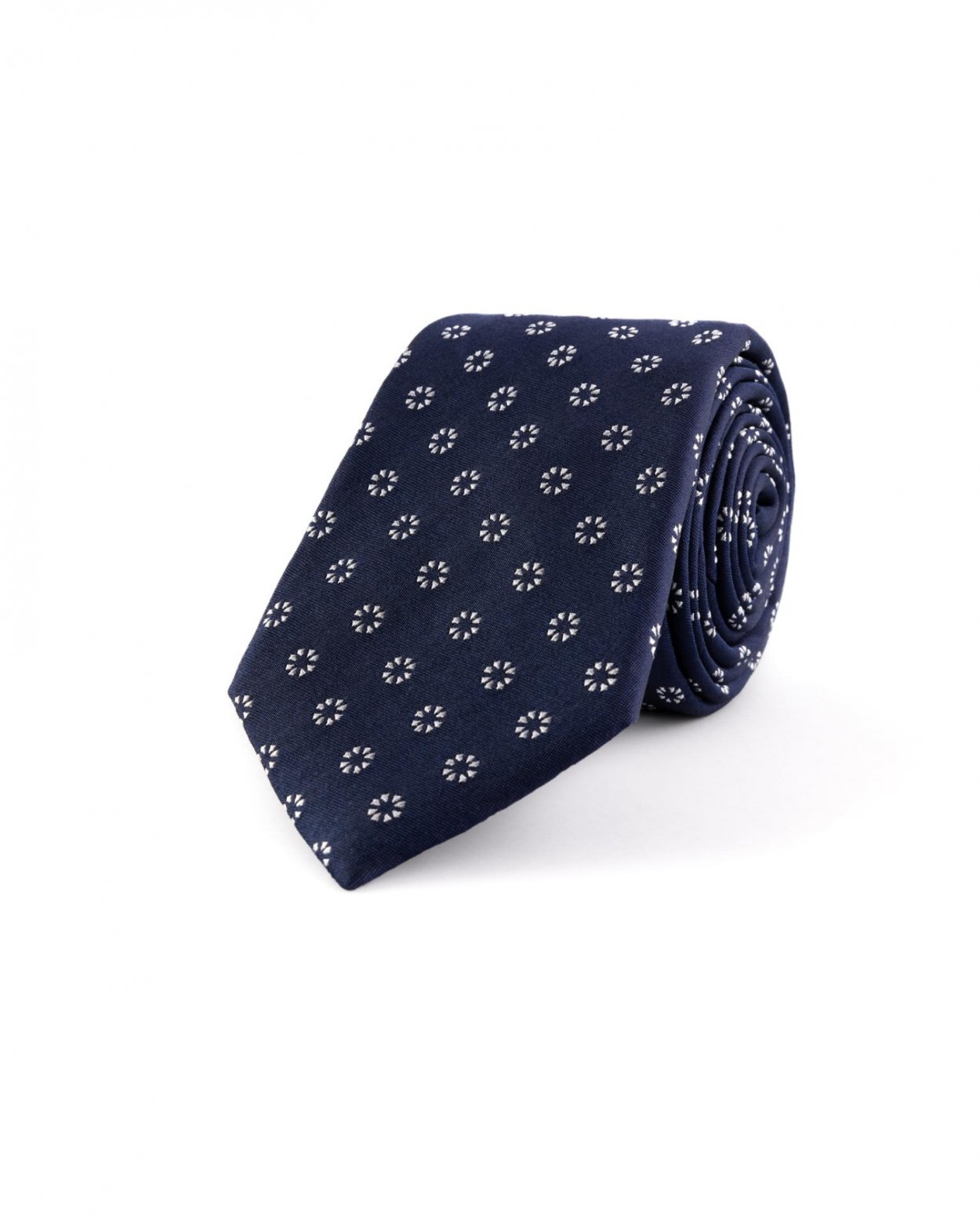Tmavě modrá hedvábná kravata s jemným vzorem