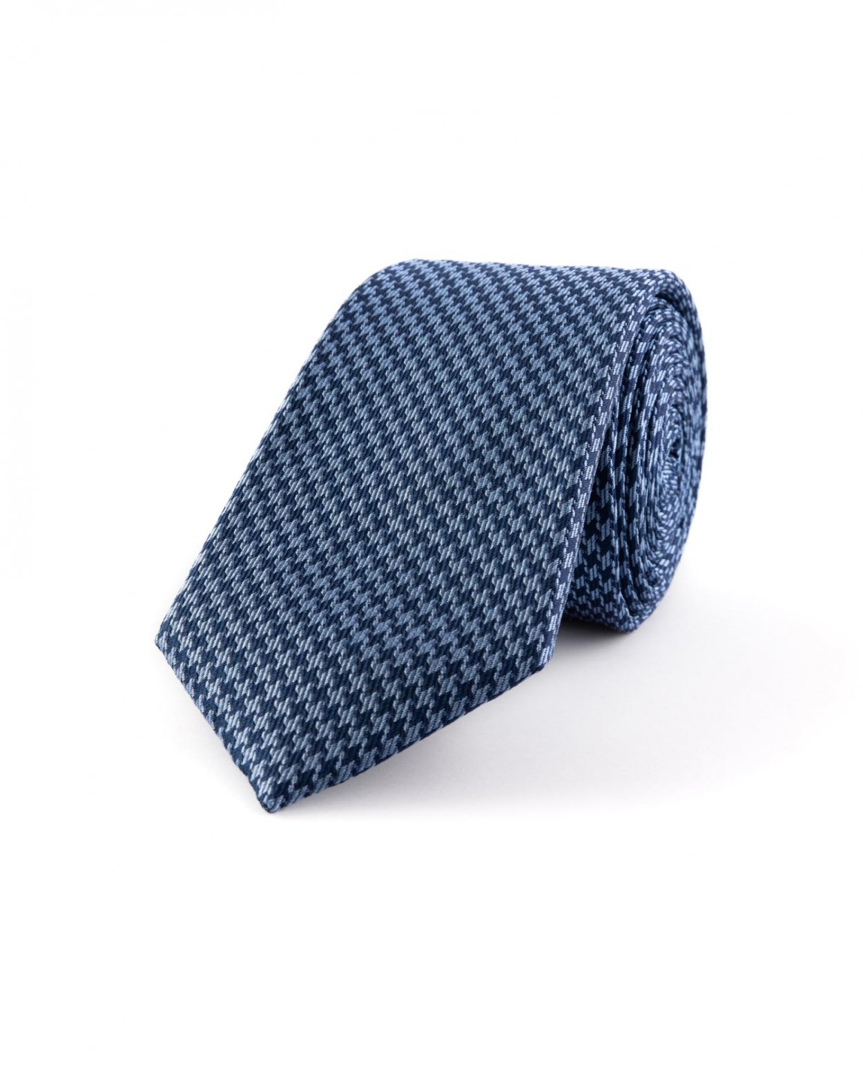 Modrá hedvábná kravata s jemným vzorem