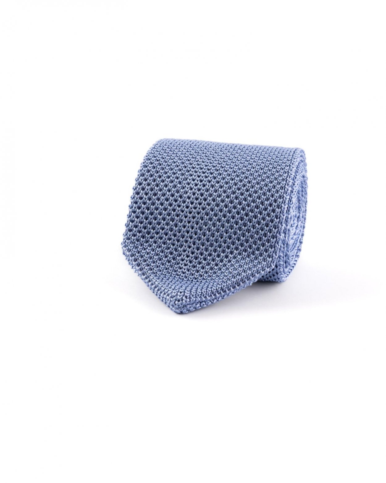 Světle modrá pletená hedvábná kravata