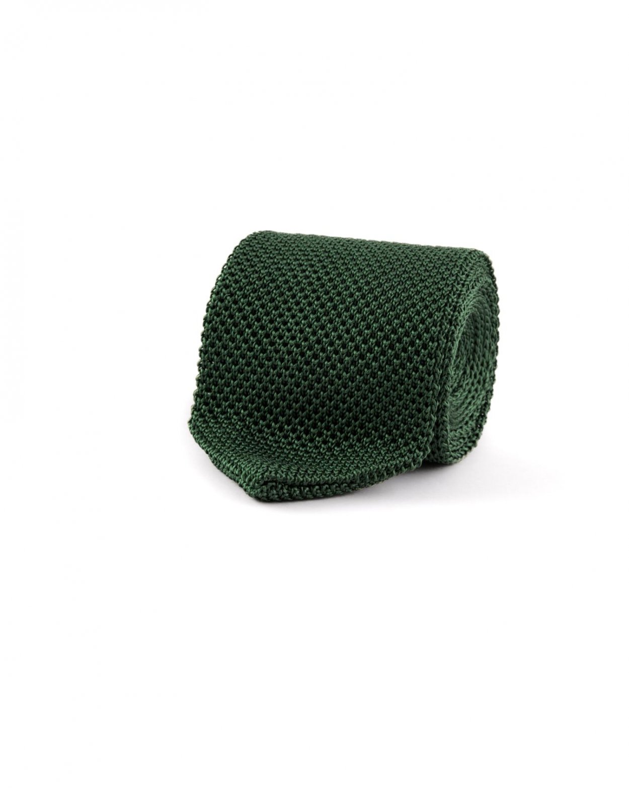 Zelená pletená hedvábná kravata