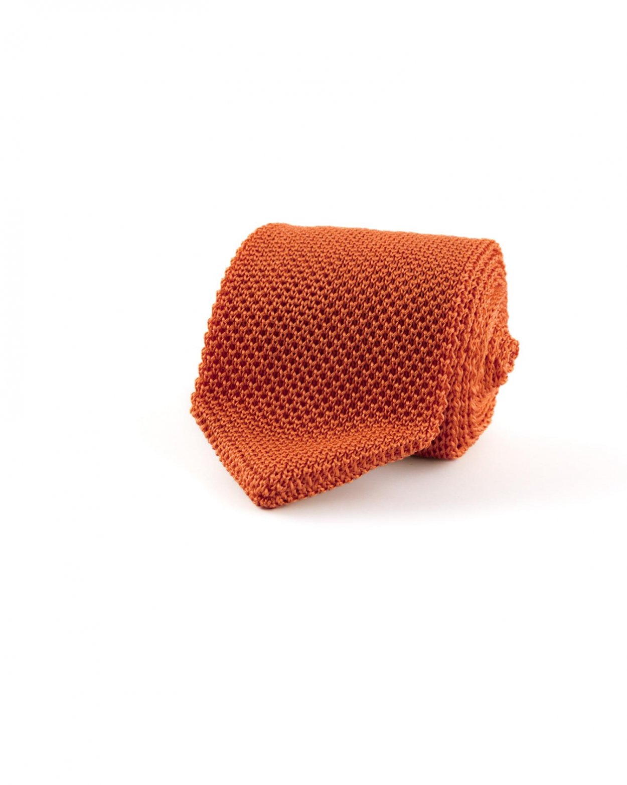 Oranžová pletená hedvábná kravata