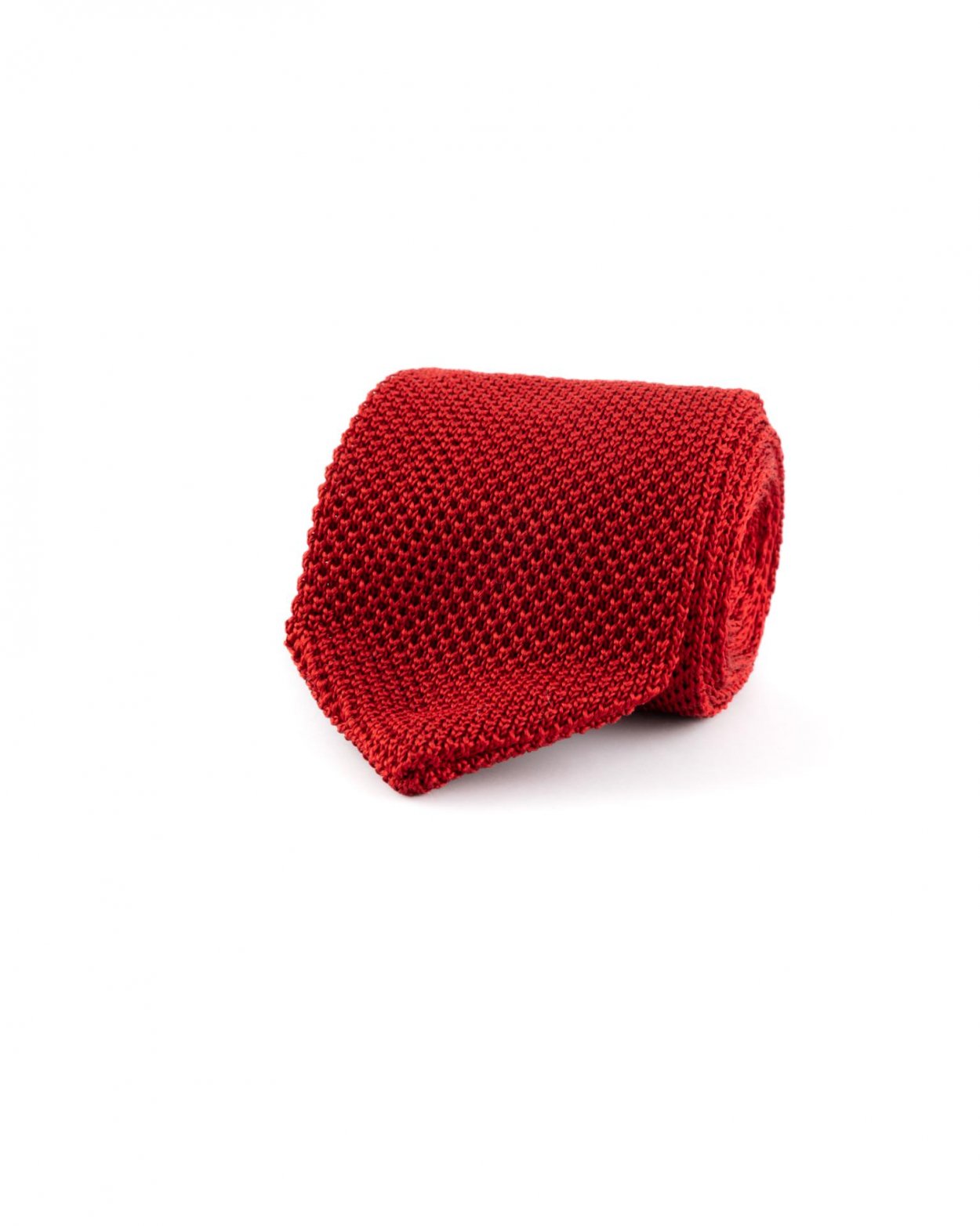 Červená pletená hedvábná kravata