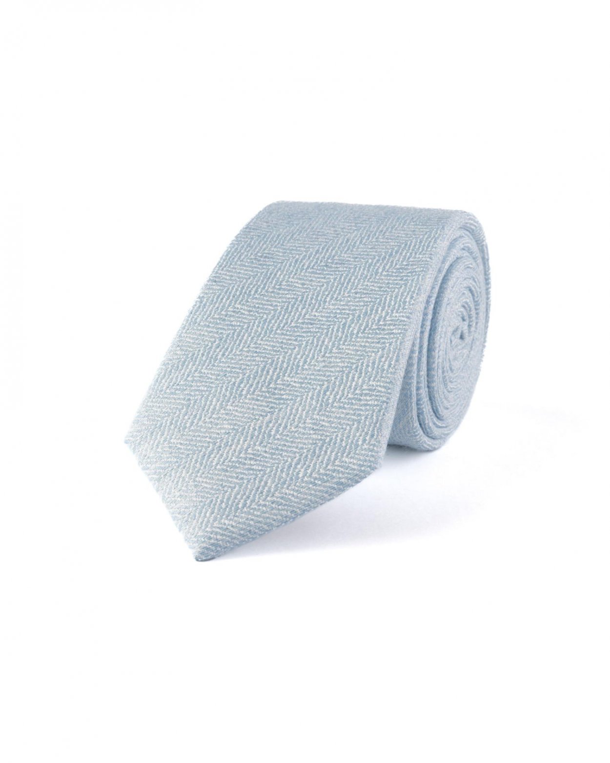 Světle modrá hedvábno lněná kravata