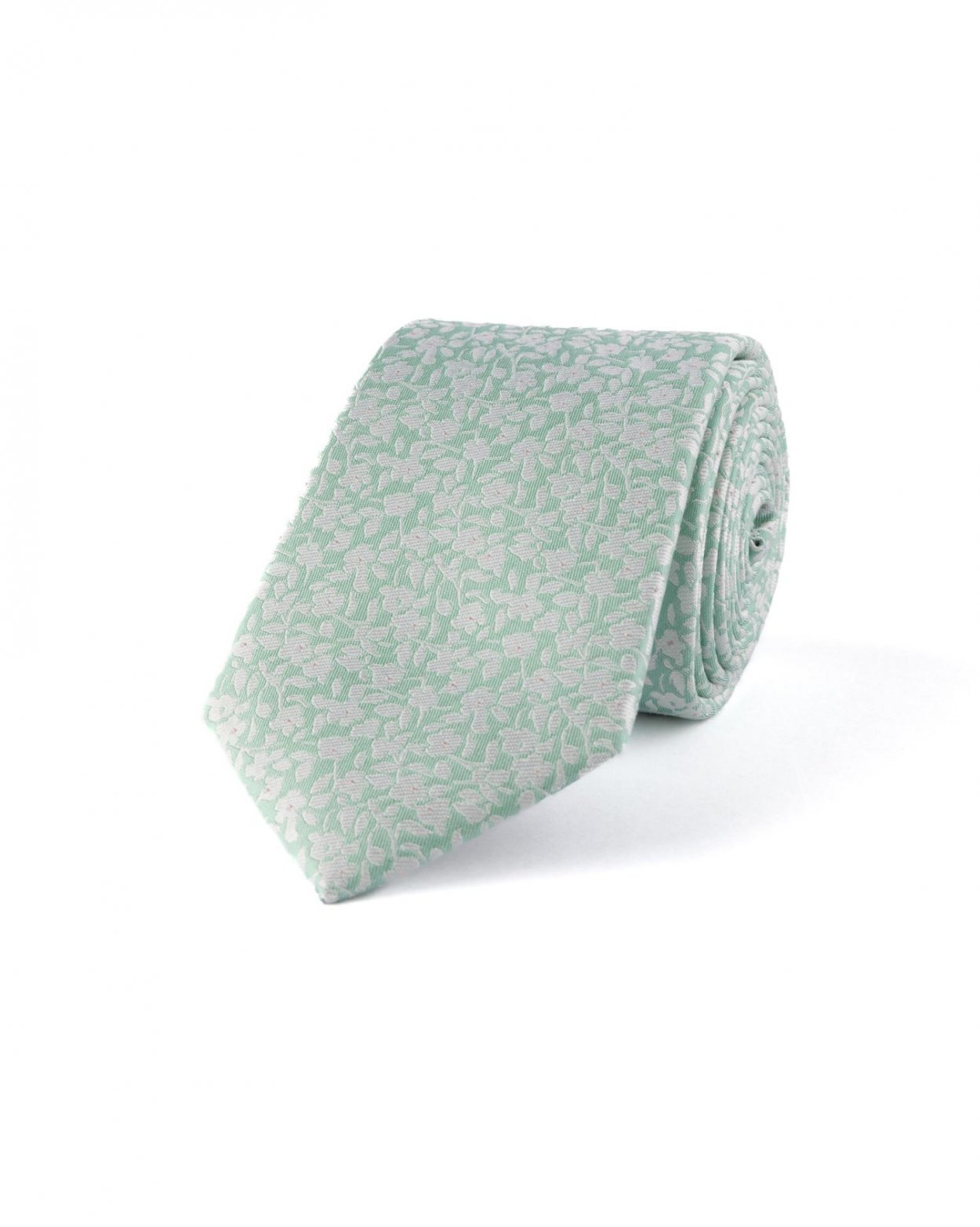 Zelená hedvábná kravata s květinovým vzorem
