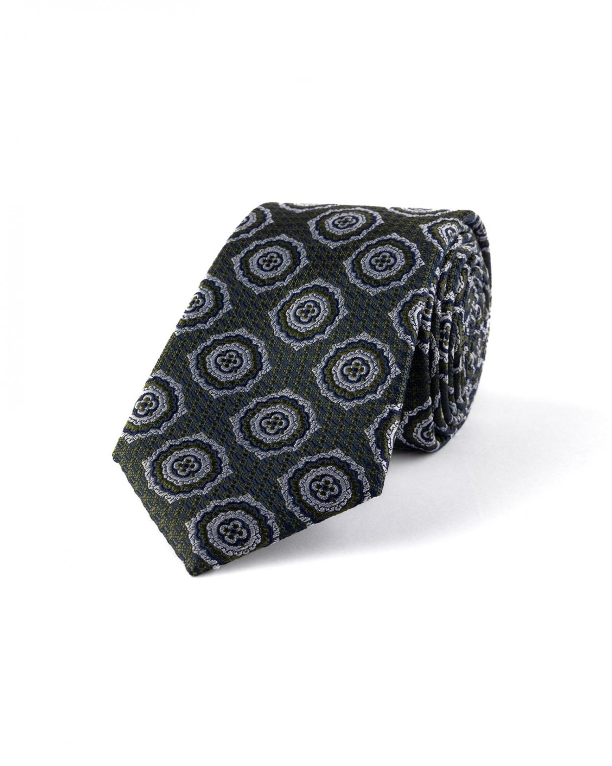 Tmavě šedá hedvábná kravata se vzorem