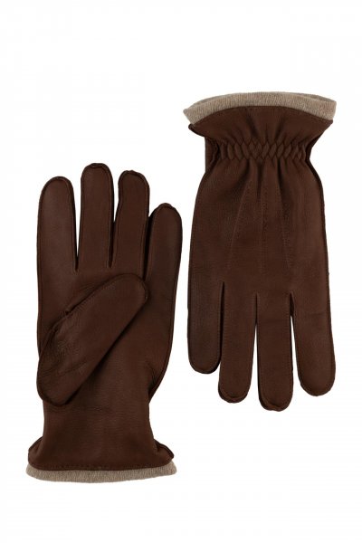 Hnědé kožené rukavice