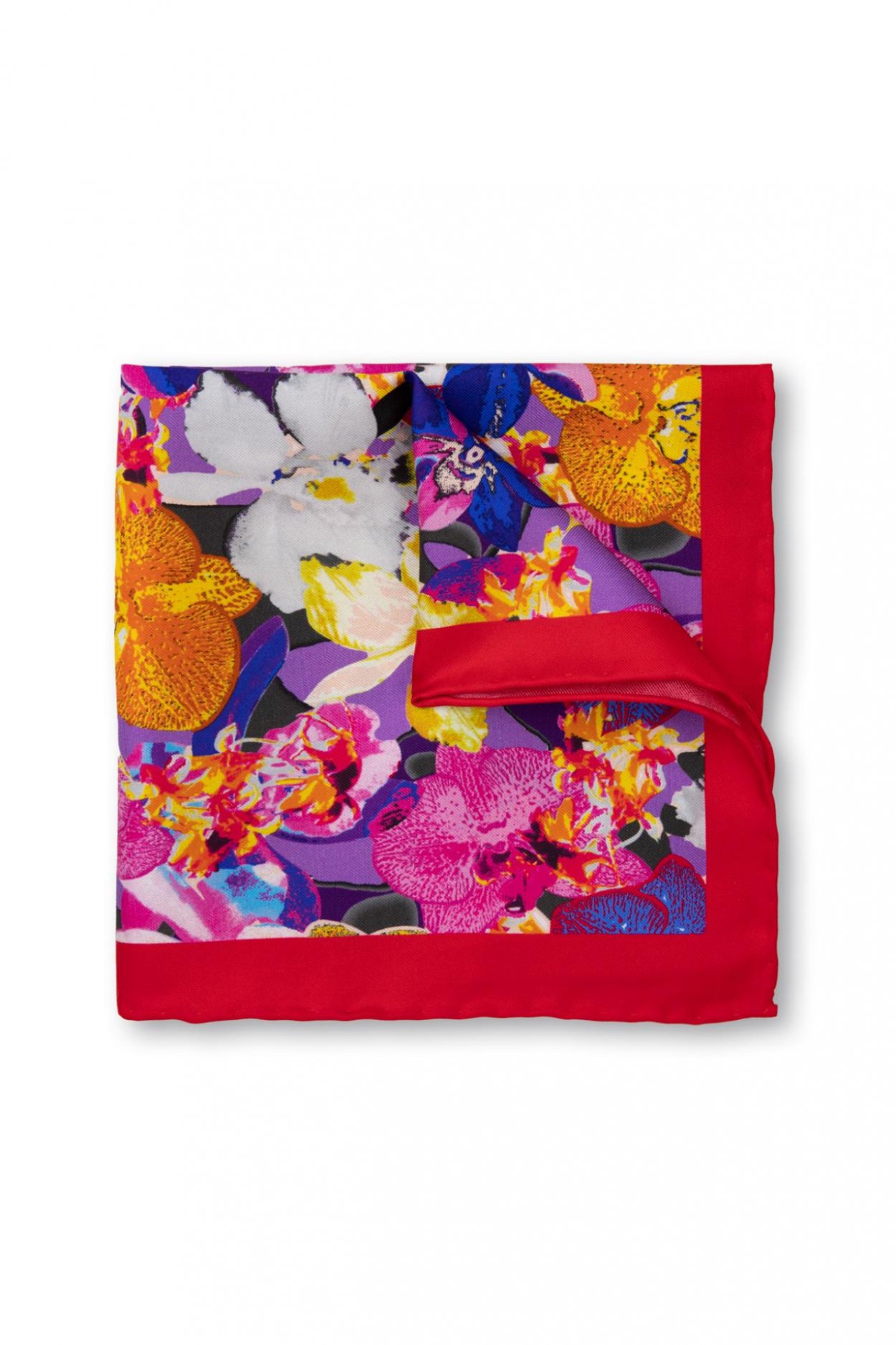 Barevný hedvábný kapesníček s květinovým vzorem