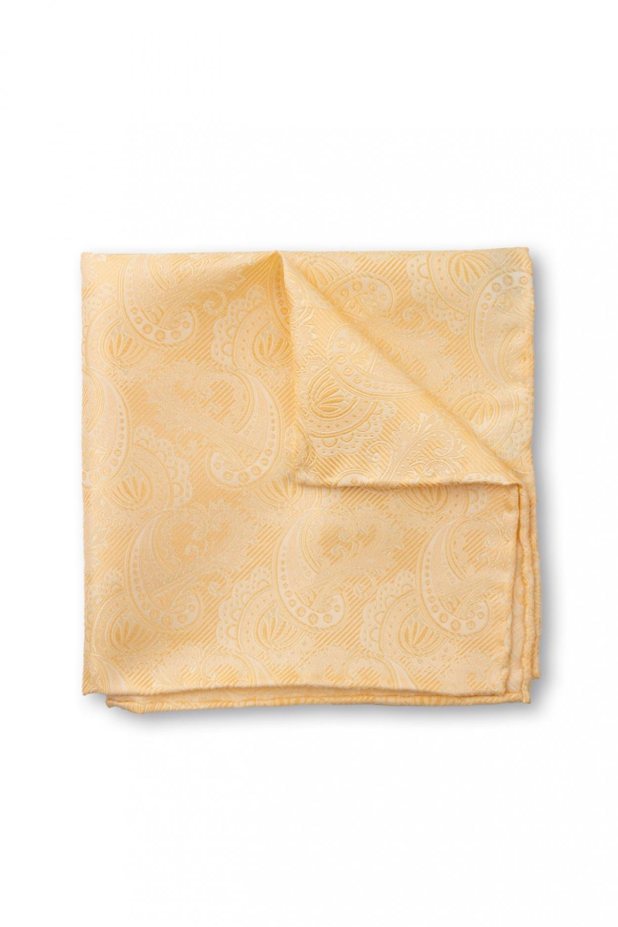 Žlutý hedvábný kapesníček s jemným vzorem