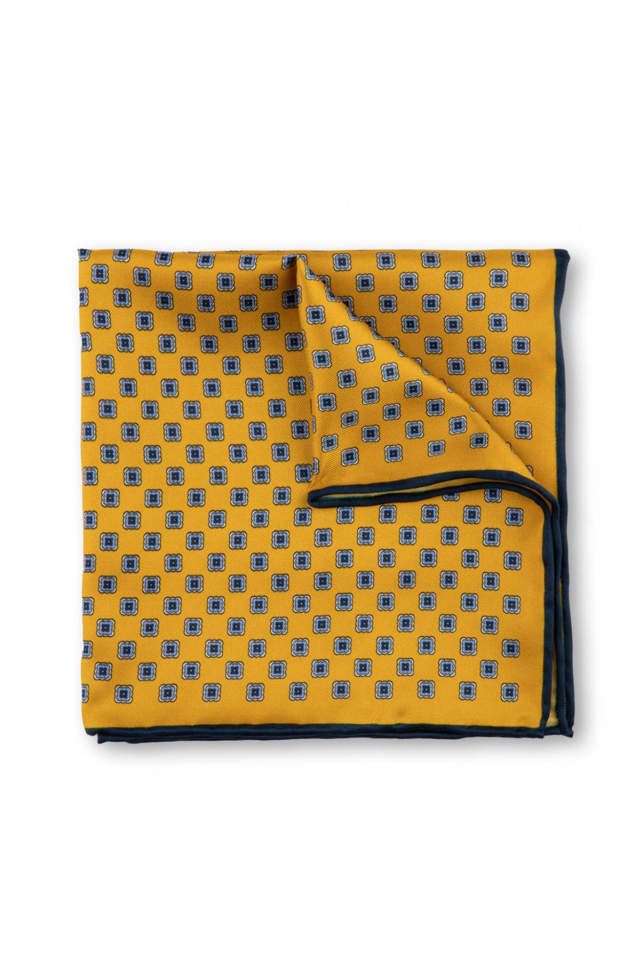 Žlutý hedvábný kapesníček se vzorem