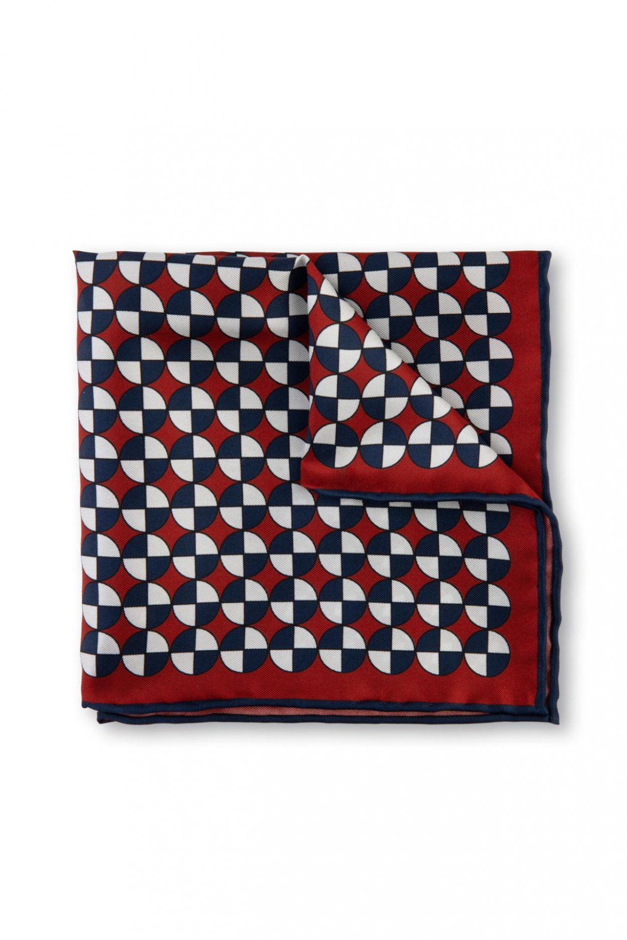 Červenomodrý hedvábný kapesníček s geometrickým vzorem