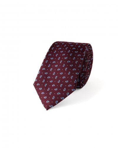 Vínová hedvábná kravata se vzorem
