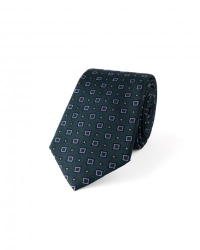 Zelená hedvábná kravata se vzorem