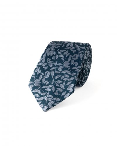 Zelená hedvábná kravata s květinovým vzorem