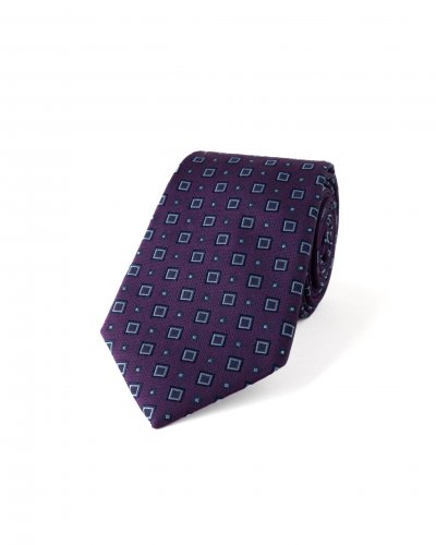 Fialová hedvábná kravata se vzorem