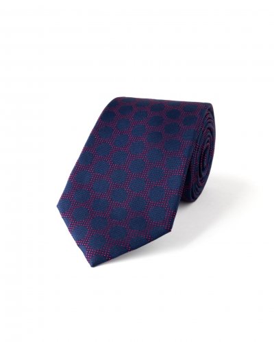 Fialová hedvábná kravata s puntíkem