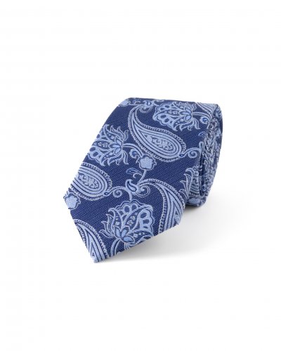Modrá hedvábná kravata se vzorem