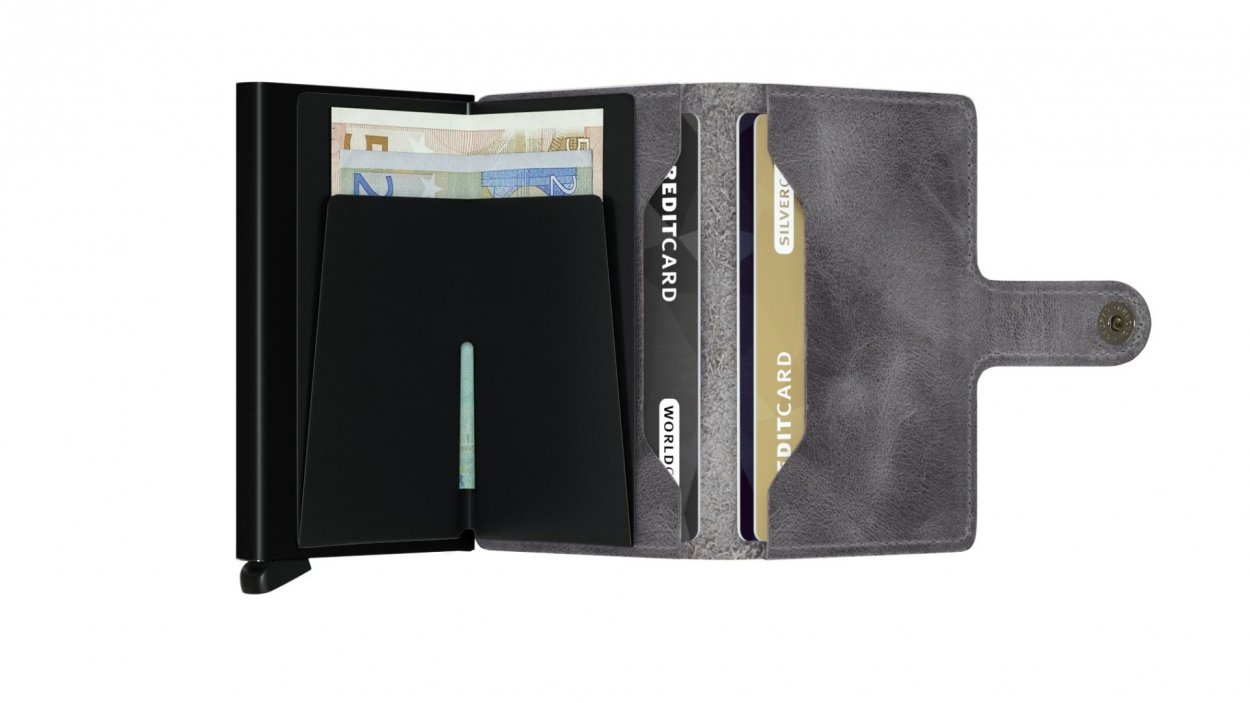 Kožená peněženka Secrid v šedočerné barvě s jemným vzorem
