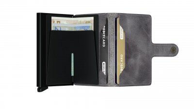 Kožená peněženka Secrid v černošedé barvě s jemným vzorem