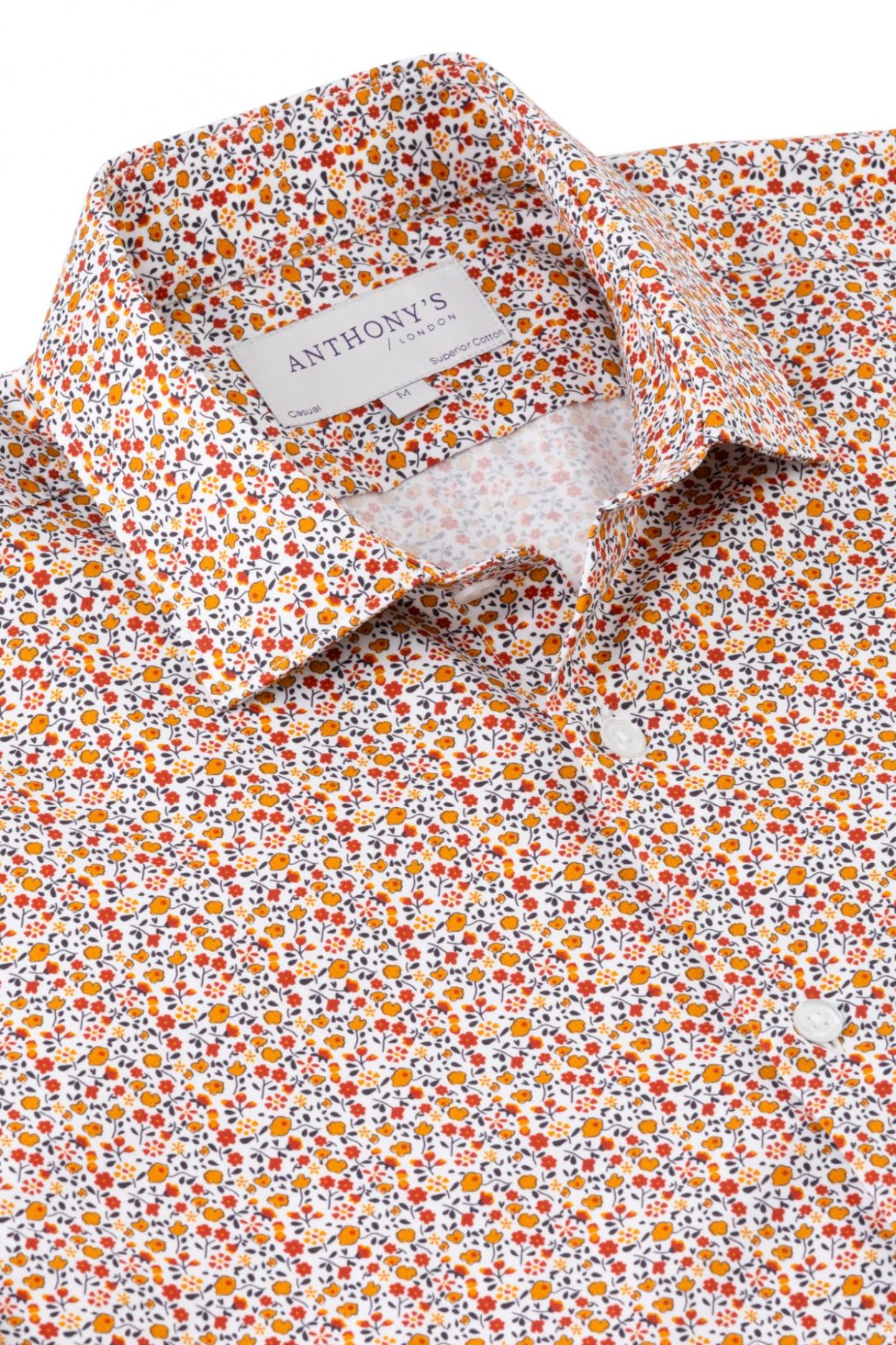 Pánská bílooranžová košile s květinovým vzorem