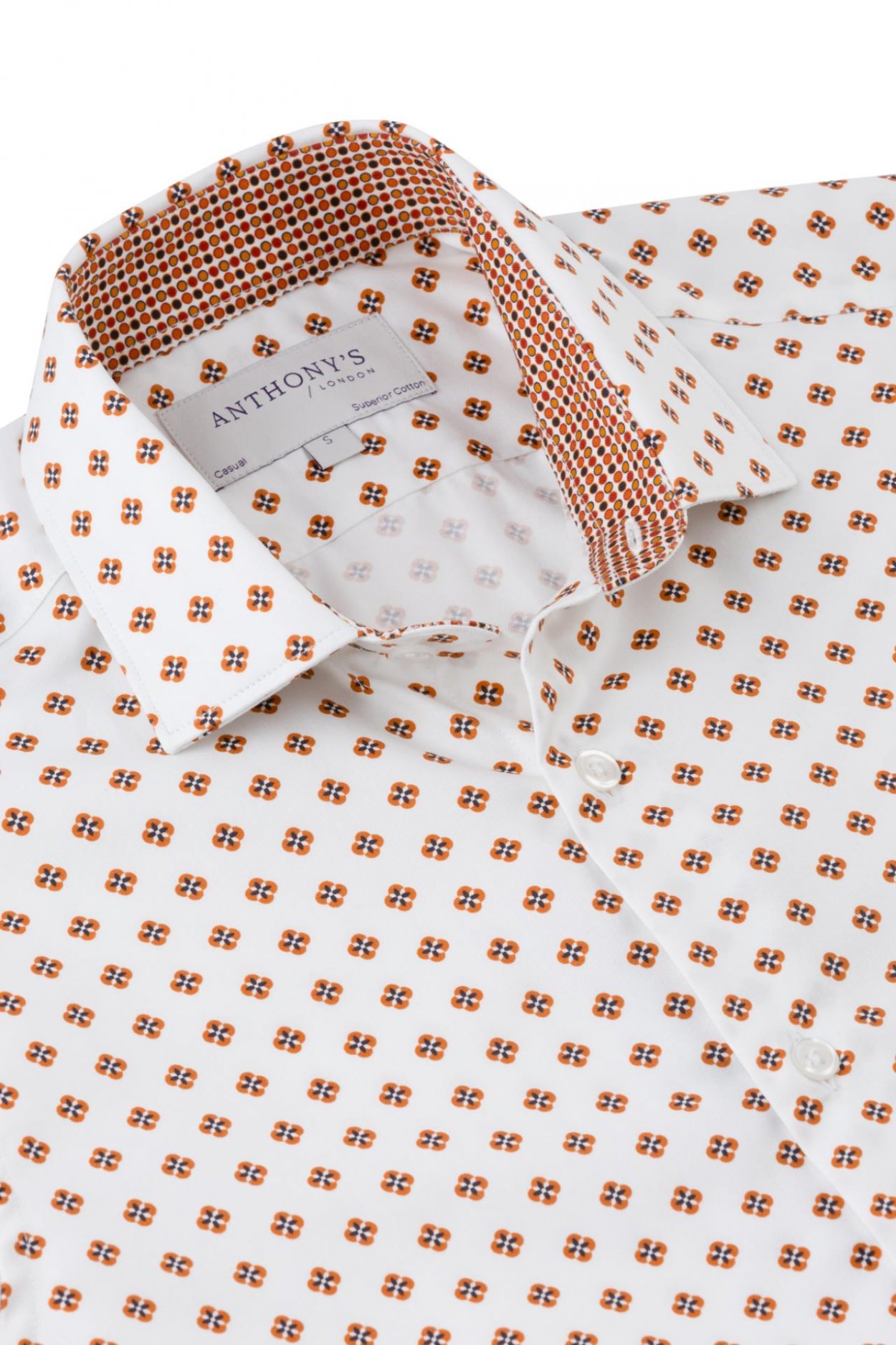 Pánská bílohnědá košile s geometrickým vzorem